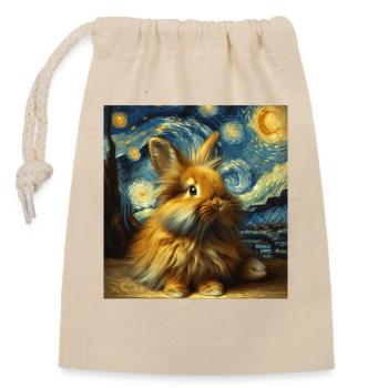 Nuit étoilée du Lapin Nain - Sac cadeau en coton avec cordon (14 x 20 cm) - nature - Devant