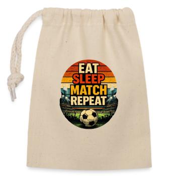 Eat Sleep Match Repeat - Verschließbarer Geschenkbeutel aus Baumwolle (14x20cm) - Natur - Vorne