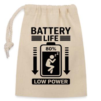 Battery Life Low Power Humor Akku Leer - Verschließbarer Geschenkbeutel aus Baumwolle (14x20cm) - Natur - Vorne
