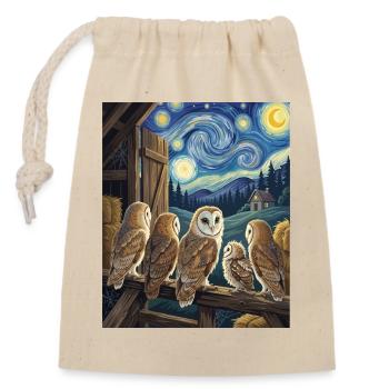 Nuit étoilée Chouettes des granges Van Gogh Art - Sac cadeau en coton avec cordon (14 x 20 cm) - nature - Devant