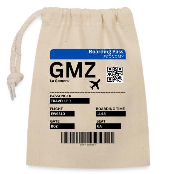 Idée de billet d’avion pour vacances à La Gomera aux îles Canaries - Sac cadeau en coton avec cordon (14 x 20 cm) - nature - Devant