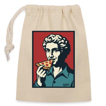 Retro Pizza Porträt Pop Art - Verschließbarer Geschenkbeutel aus Baumwolle (14x20cm) - Natur - Vorne