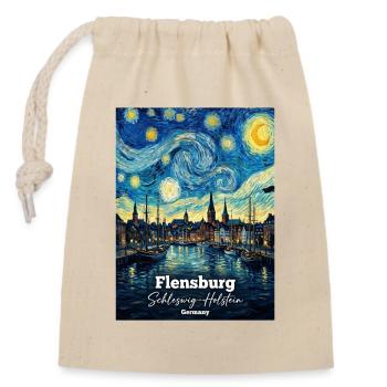 Flensburg Germany Sternennacht - Verschließbarer Geschenkbeutel aus Baumwolle (14x20cm) - Natur - Vorne