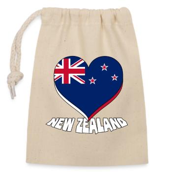 New Zealand - Closable cotton gift bag (14x20cm) - nature - Front