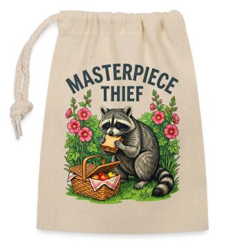 Waschbär-Picknickdieb - Verschließbarer Geschenkbeutel aus Baumwolle (14x20cm) - Natur - Vorne