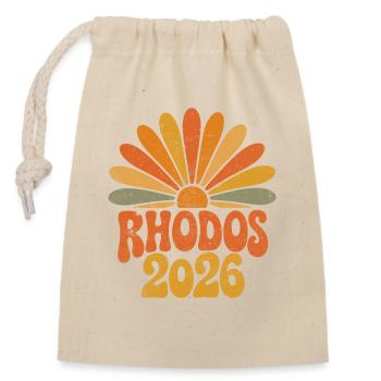 Rhodes 2026 Sunbeam Retro - Closable cotton gift bag (14x20cm) - nature - Front