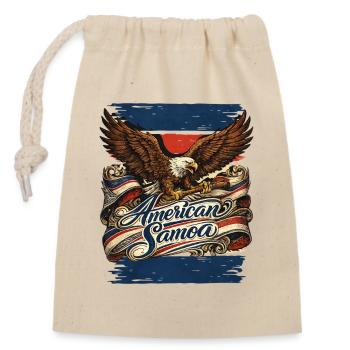 Adler über Flaggenband American Samoa - Verschließbarer Geschenkbeutel aus Baumwolle (14x20cm) - Natur - Vorne