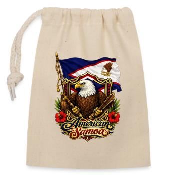 Eagle Flag of American Samoa - Closable cotton gift bag (14x20cm) - nature - Front