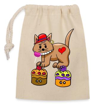 Cat Candy Snacking Muffin Lollipop - Closable cotton gift bag (14x20cm) - nature - Front