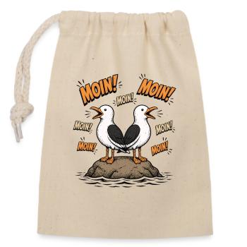 Moin Möwen Shirt Nordsee Humor - Verschließbarer Geschenkbeutel aus Baumwolle (14x20cm) - Natur - Vorne