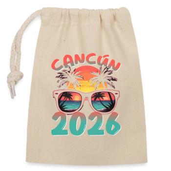Cancun 2026 - Verschließbarer Geschenkbeutel aus Baumwolle (14x20cm) - Natur - Vorne