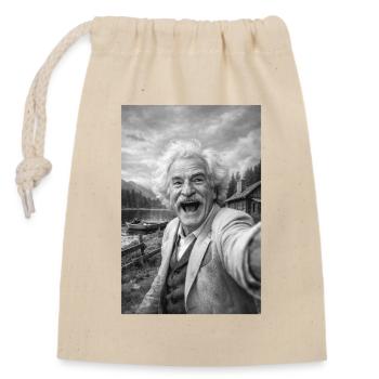 Mark Twain Selfie Porträt - Verschließbarer Geschenkbeutel aus Baumwolle (14x20cm) - Natur - Vorne