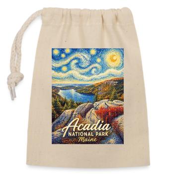 Acadia National Park Gogh Stil Maine - Verschließbarer Geschenkbeutel aus Baumwolle (14x20cm) - Natur - Vorne