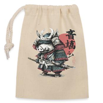 Boar Samurai in Armor Katana - Closable cotton gift bag (14x20cm) - nature - Front