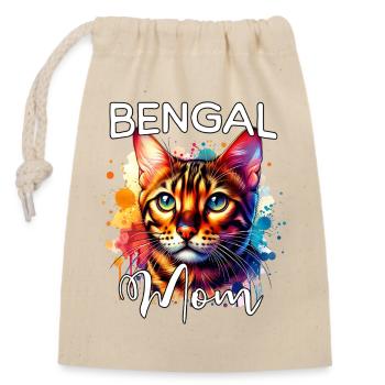 Maman chatte du Bengale - Sac cadeau en coton avec cordon (14 x 20 cm) - nature - Devant
