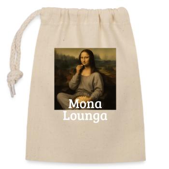 Mona Lounga Leonardo Da Vinci Lustige faule Mona L - Verschließbarer Geschenkbeutel aus Baumwolle (14x20cm) - Natur - Vorne