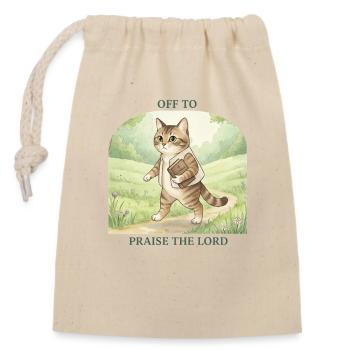 To praise the Lord Christian Cat - Closable cotton gift bag (14x20cm) - nature - Front