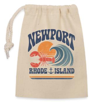 Newport Lobster Welle Retro - Verschließbarer Geschenkbeutel aus Baumwolle (14x20cm) - Natur - Vorne
