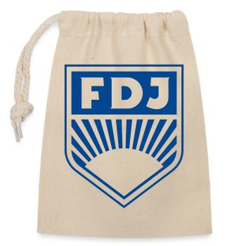 FDJ - Freie Deutsche Jugend Abzeichen (einfarbig) - Verschließbarer Geschenkbeutel aus Baumwolle (14x20cm) - Natur - Vorne