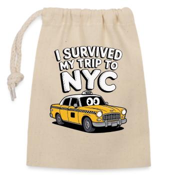 I Survived My Trip To Nyc - Closable cotton gift bag (14x20cm) - nature - Front