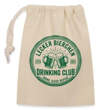 Lecker Bierchen Drinking Club Drink Sleep Repeat  - Verschließbarer Geschenkbeutel aus Baumwolle (14x20cm) - Natur - Vorne