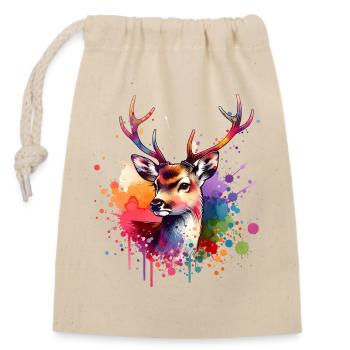 Cadeau du cerf de Virginie - Sac cadeau en coton avec cordon (14 x 20 cm) - nature - Devant