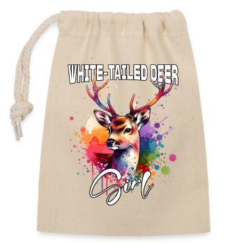 White-tailed Deer Girl White-tailed Deer - Closable cotton gift bag (14x20cm) - nature - Front