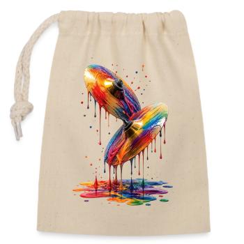 Becken mit tropfenden Farben - Verschließbarer Geschenkbeutel aus Baumwolle (14x20cm) - Natur - Vorne