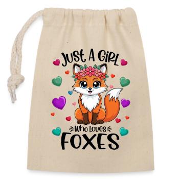 Kleiner Fuchs mit Blumenkranz-Fuchs Blumenkrone - Verschließbarer Geschenkbeutel aus Baumwolle (14x20cm) - Natur - Vorne