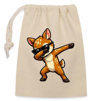 Dabbing Fawn - Closable cotton gift bag (14x20cm) - nature - Front