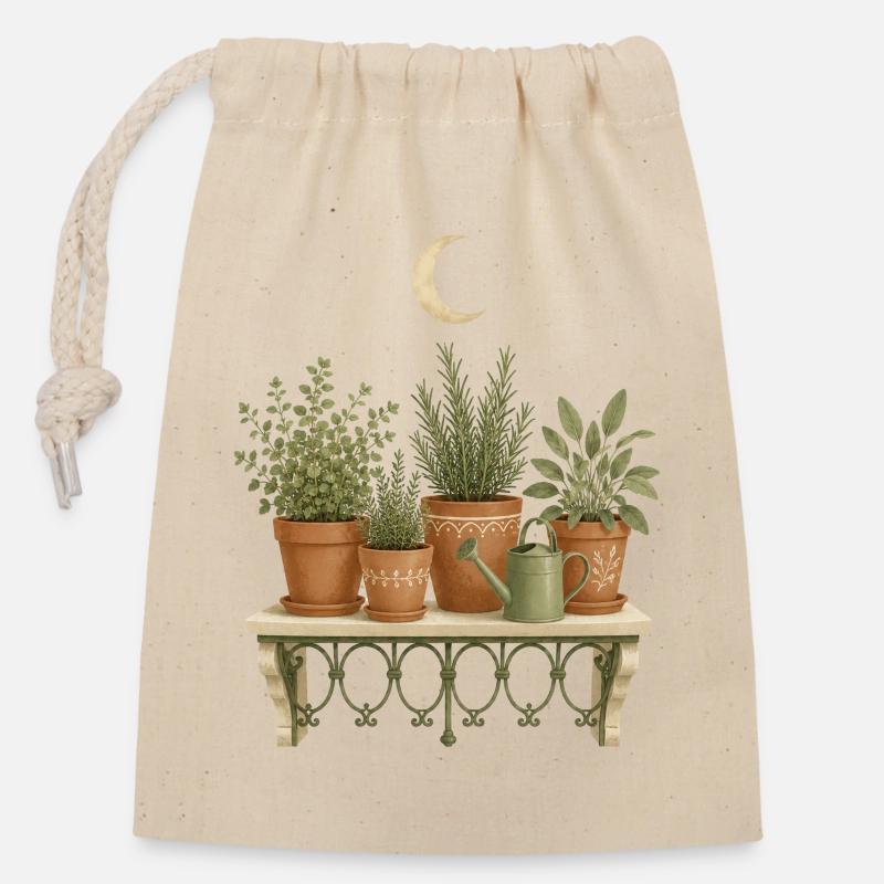 Herb Balcony Moonlight - Closable cotton gift bag (14x20cm) - nature