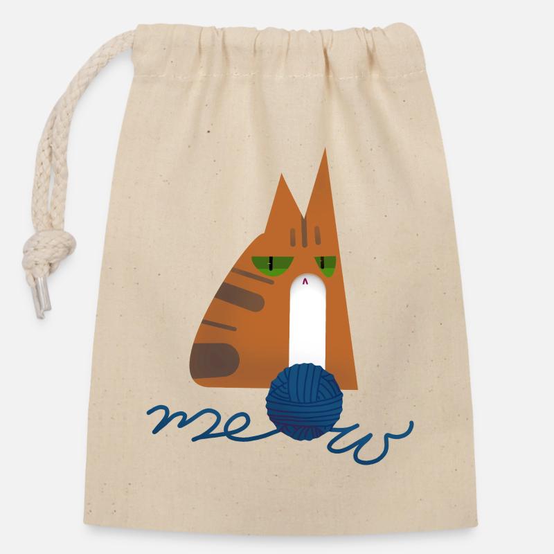 Kitten (red) - Closable cotton gift bag (14x20cm) - nature