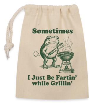 Frosch Grill: Fartin' Fun - Closable cotton gift bag (14x20cm) - nature - Front