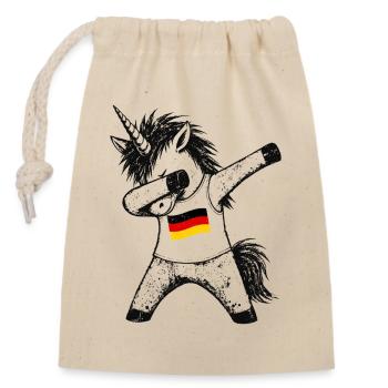 Fan de la licorne allemande qui s’applique à la dab - Sac cadeau en coton avec cordon (14 x 20 cm) - nature - Devant