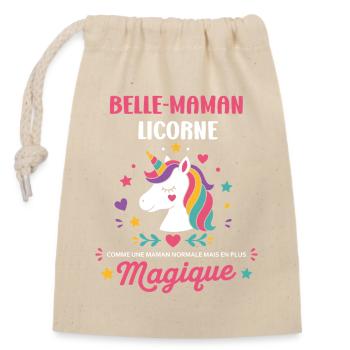 Belle Maman Licorne Magique - Sac cadeau en coton avec cordon (14 x 20 cm) - nature - Devant