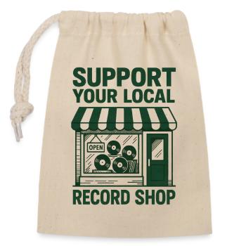 Support Your Record Store | Vinyl - Closable cotton gift bag (14x20cm) - nature - Front