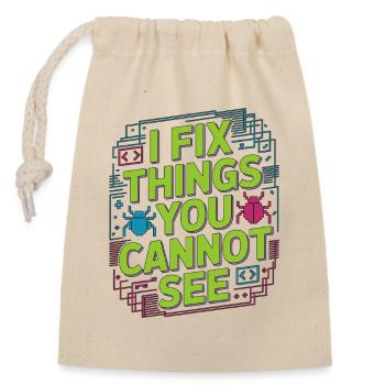 Game Developer I Fix Things Software Developer - Verschließbarer Geschenkbeutel aus Baumwolle (14x20cm) - Natur - Vorne