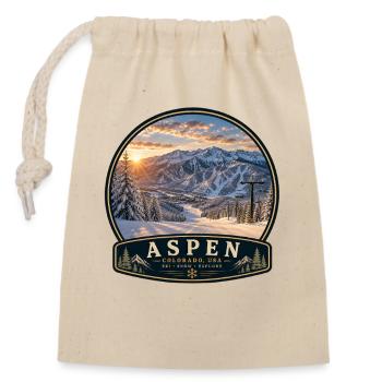 Colorado Aspen Ski Resort Ski Vacations Snowboard - Closable cotton gift bag (14x20cm) - nature - Front