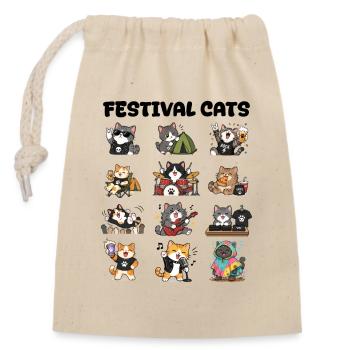 Rock Festival Cats Cute Music Band Concert - Sac cadeau en coton avec cordon (14 x 20 cm) - nature - Devant