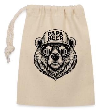 Papa Beer Father Bear Beer Humor Gift Idea - Closable cotton gift bag (14x20cm) - nature - Front