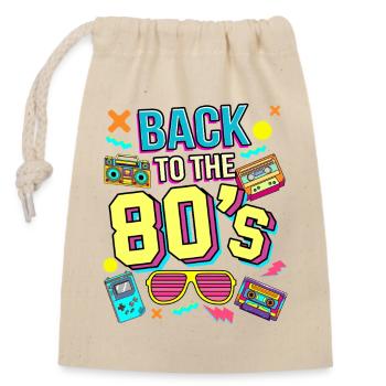 80s Neon Retro Revival - Closable cotton gift bag (14x20cm) - nature - Front