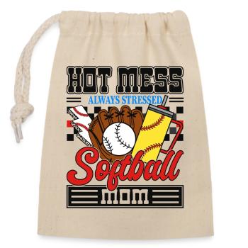 Stressed Softball Mom - Closable cotton gift bag (14x20cm) - nature - Front