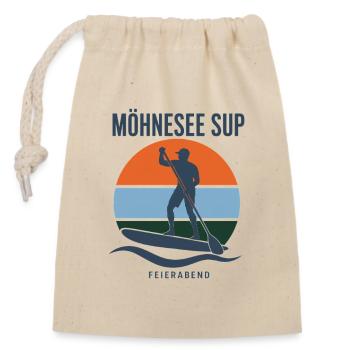 Möhnesee SUP Feierabend Retro Sunset Paddler - Verschließbarer Geschenkbeutel aus Baumwolle (14x20cm) - Natur - Vorne