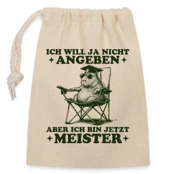 Bestandene Meisterprüfung Nicht Angeben Meister - Verschließbarer Geschenkbeutel aus Baumwolle (14x20cm) - Natur - Vorne