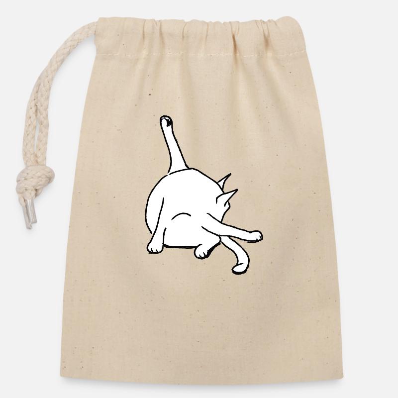 Cat Washing Bottom - Closable cotton gift bag (14x20cm) - nature