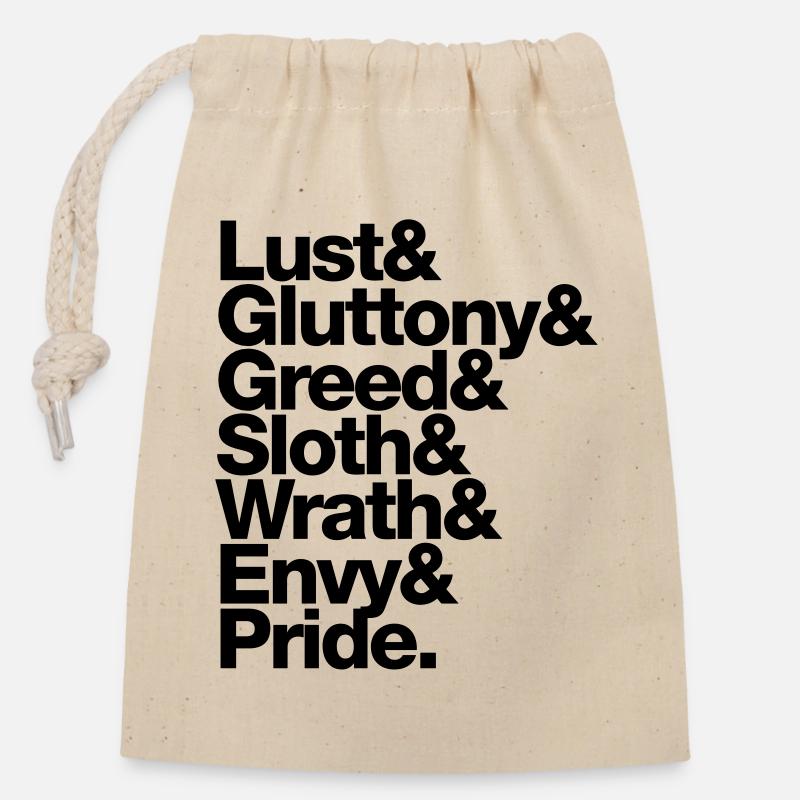 sieben 7 todsünden - seven deadly sins - englisch - Sac cadeau en coton avec cordon (14 x 20 cm) - nature