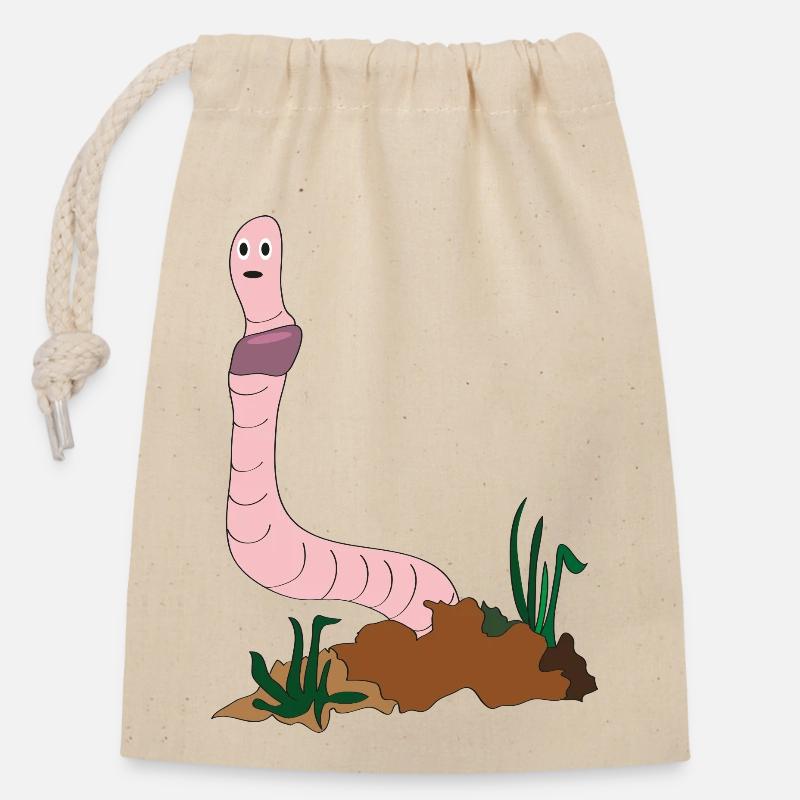 Earthworm - Closable cotton gift bag (14x20cm) - nature