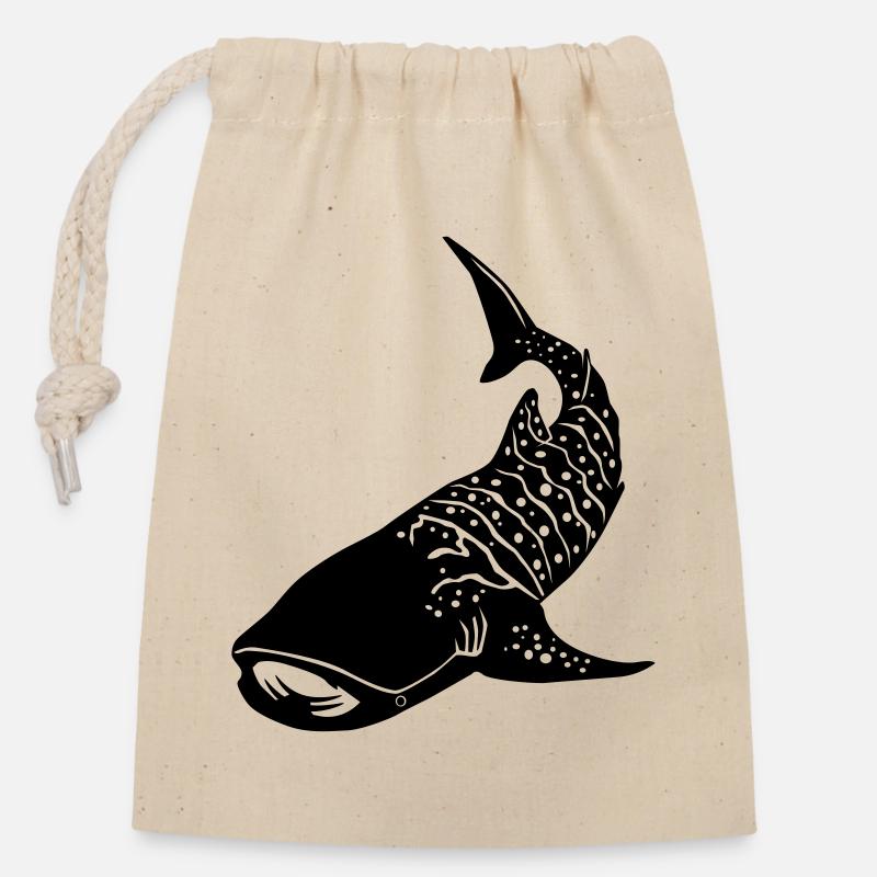 Requin-baleine 2 - Sac cadeau en coton avec cordon (14 x 20 cm) - nature