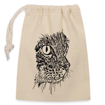 Vintage Cat - Portrait Drawing - Closable cotton gift bag (14x20cm) - nature - Front