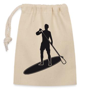 Stand up paddling - Mann mit Paddle Board - Verschließbarer Geschenkbeutel aus Baumwolle (14x20cm) - Natur - Vorne